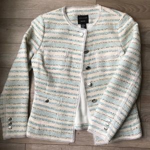 Doncaster Size 4 Aqua + White chiffon trim Jacket